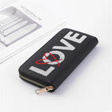 Love Wallet Unisex Casual Long Clutch Bag Pu Leather Embroidery Senior Wallet