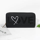 Love Wallet Unisex Casual Long Clutch Bag Pu Leather Embroidery Senior Wallet