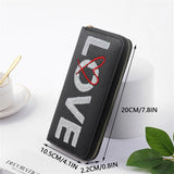 Love Wallet Unisex Casual Long Clutch Bag Pu Leather Embroidery Senior Wallet