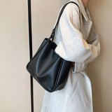 Daily Bucket Women Shoulder Bags PU Leather Handbag Business Tote