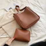 Daily Bucket Women Shoulder Bags PU Leather Handbag Business Tote