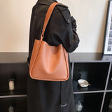 Daily Bucket Women Shoulder Bags PU Leather Handbag Business Tote