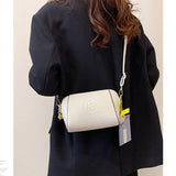 Leather Shell Bucket Handbag Vintage Lady Tote