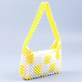 Yellow Plaid Beaded Armpit Bag Acrylic Handbag