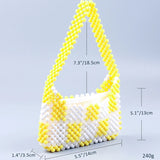 Yellow Plaid Beaded Armpit Bag Acrylic Handbag