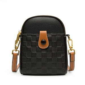 Plaid Sling Handbags Soft Leather Vintage Shoulder Bags