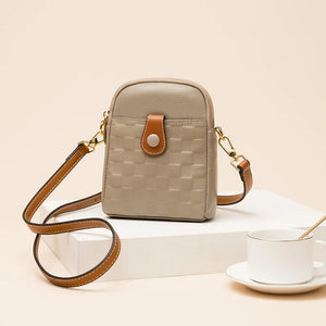 Plaid Sling Handbags Soft Leather Vintage Shoulder Bags