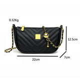 Quilted Chain Sling Bag Leather Tote Girl Shoulder Bag