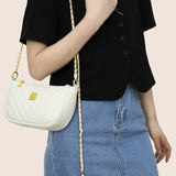 Quilted Chain Sling Bag Leather Tote Girl Shoulder Bag