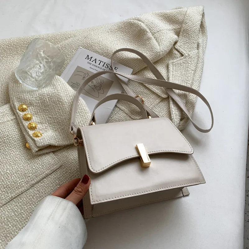 Retro Square Handbag Soft Leather Female Shoulder Bag