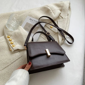Retro Square Handbag Soft Leather Female Shoulder Bag