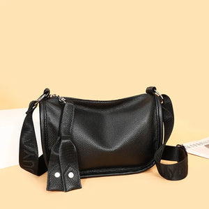 Leather Saddle Crossbody Bag Tassel Handbag