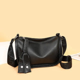 Leather Saddle Crossbody Bag Tassel Handbag