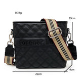 Plaid Leather Bucket Shoulder Messenger Bag for Women