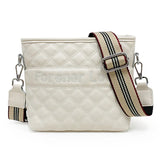 Plaid Leather Bucket Shoulder Messenger Bag for Women