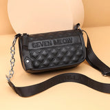 Plaid Letter Handbags Leather Vintage Tote Chain Shoulder Bags