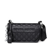 Plaid Letter Handbags Leather Vintage Tote Chain Shoulder Bags