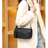 Plaid Letter Handbags Leather Vintage Tote Chain Shoulder Bags