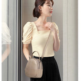 Women's Shell Leather Top Handle Tote Bag