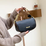 Vintage Leather Sling Saddle Handbag Chain Shoulder Messenger Bag