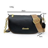 Vintage Leather Sling Saddle Handbag Chain Shoulder Messenger Bag