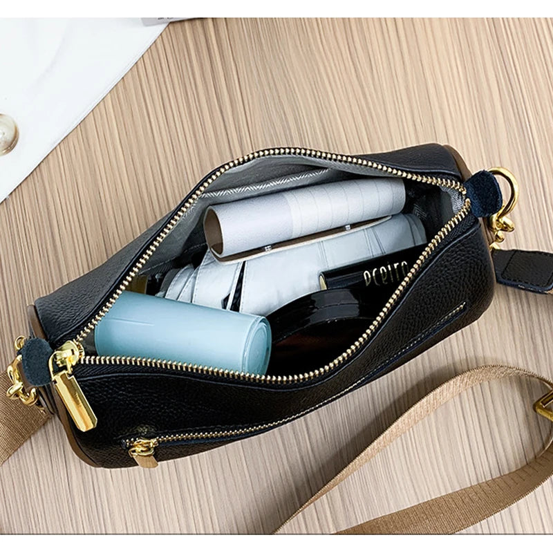 Vintage Leather Sling Saddle Handbag Chain Shoulder Messenger Bag