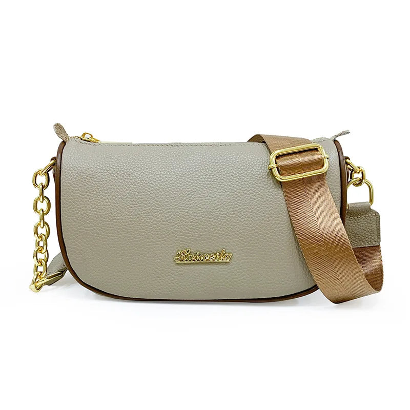 Vintage Leather Sling Saddle Handbag Chain Shoulder Messenger Bag