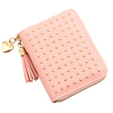Tassel Solid Leather Short Wallet Holder