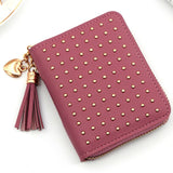 Tassel Solid Leather Short Wallet Holder