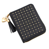 Tassel Solid Leather Short Wallet Holder