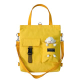 Canvas Shoulder Bag Bear Student Messenger Bag Zipper Handbags Tote Bag