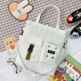 Canvas Shoulder Bag Bear Student Messenger Bag Zipper Handbags Tote Bag