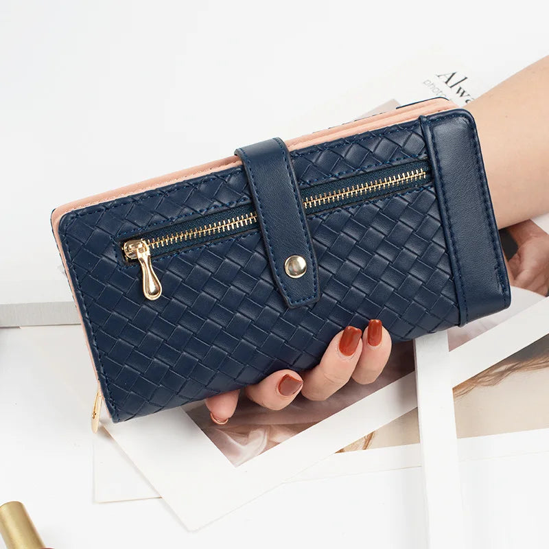 Woven Drawstring Buckle Multi-card Slot Long Ins Wallet Purses