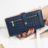 Woven Drawstring Buckle Multi-card Slot Long Ins Wallet Purses