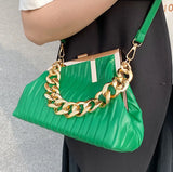 Triangle Thick Chain Shoulder Crossbody Bag For Women Handbag Large Party Cluth