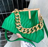 Triangle Thick Chain Shoulder Crossbody Bag For Women Handbag Large Party Cluth