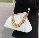 Triangle Thick Chain Shoulder Crossbody Bag For Women Handbag Large Party Cluth