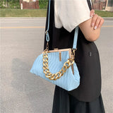 Triangle Thick Chain Shoulder Crossbody Bag For Women Handbag Large Party Cluth