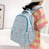 Triangle Print Backpacks High School Student Flat Storage Bag