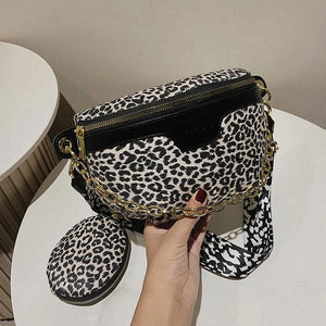 Leopard Print Crossbody Belt Bag Woman Chest Phone Banana Bag