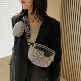 Leopard Print Crossbody Belt Bag Woman Chest Phone Banana Bag