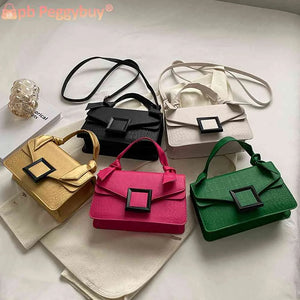 Underarm Bags Knot Handle Women Top-handle Bag PU Leather Casual Solid Flap