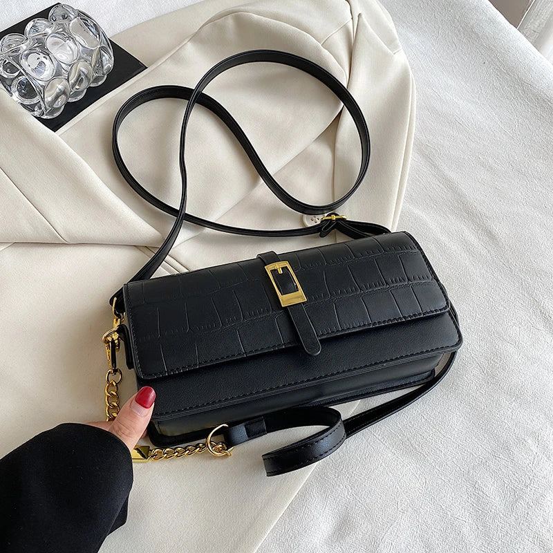 Stone Pattern PU Leather Crossbody Bag Women