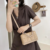 Retro Plaid Messenger Bag Crossbody Handbag Chain Shoulder Bag