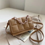 Retro Plaid Messenger Bag Crossbody Handbag Chain Shoulder Bag