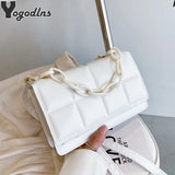 Retro Plaid Messenger Bag Crossbody Handbag Chain Shoulder Bag