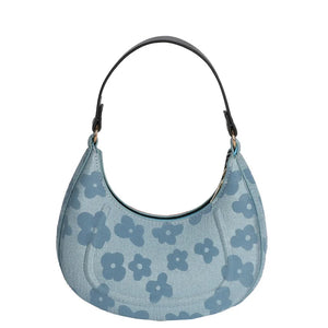 PU Leather Shoulder Bag with Chains Crossbody Flower Design