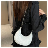 PU Leather Shoulder Bag with Chains Crossbody Flower Design