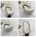PU Leather Shoulder Bag with Chains Crossbody Flower Design