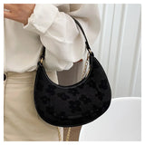 PU Leather Shoulder Bag with Chains Crossbody Flower Design